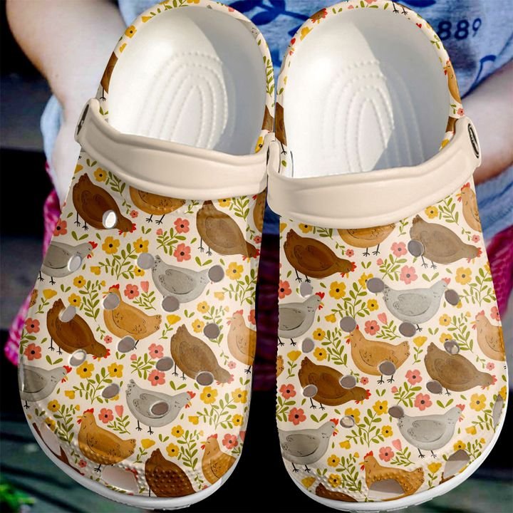 Farmer Chicken Florals Crocs Clog Shoes
