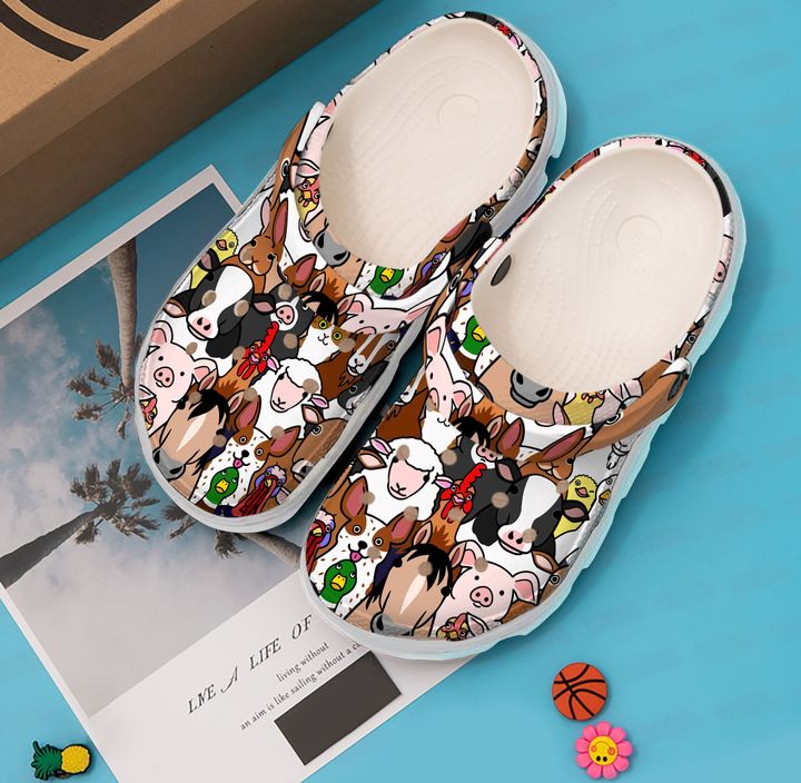 Farmer Farm Animals Faces Crocs Clog Shoes