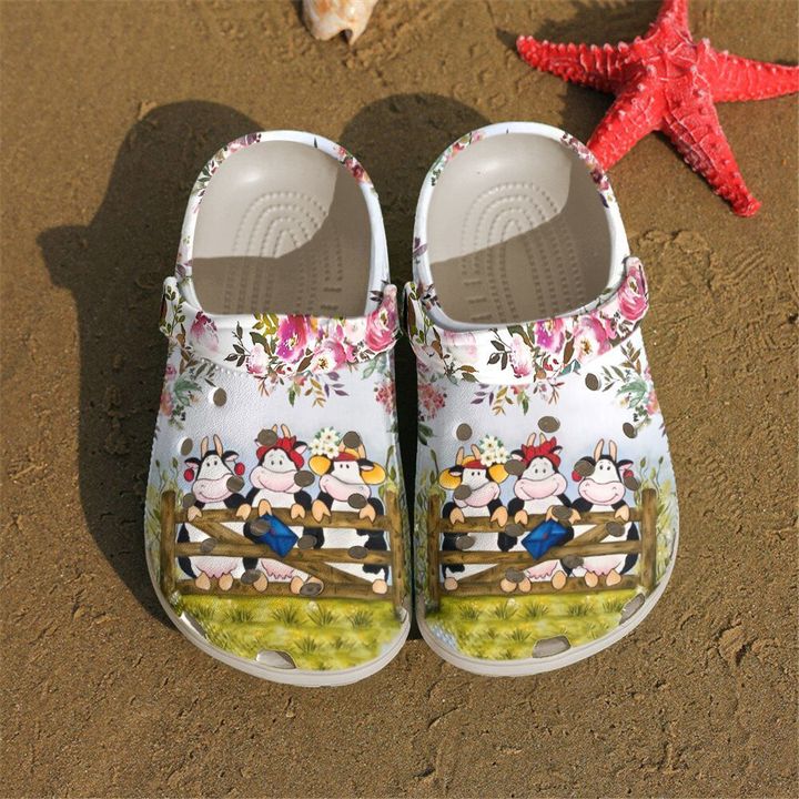 Farmer Floral Cows Crocs Clog Shoes