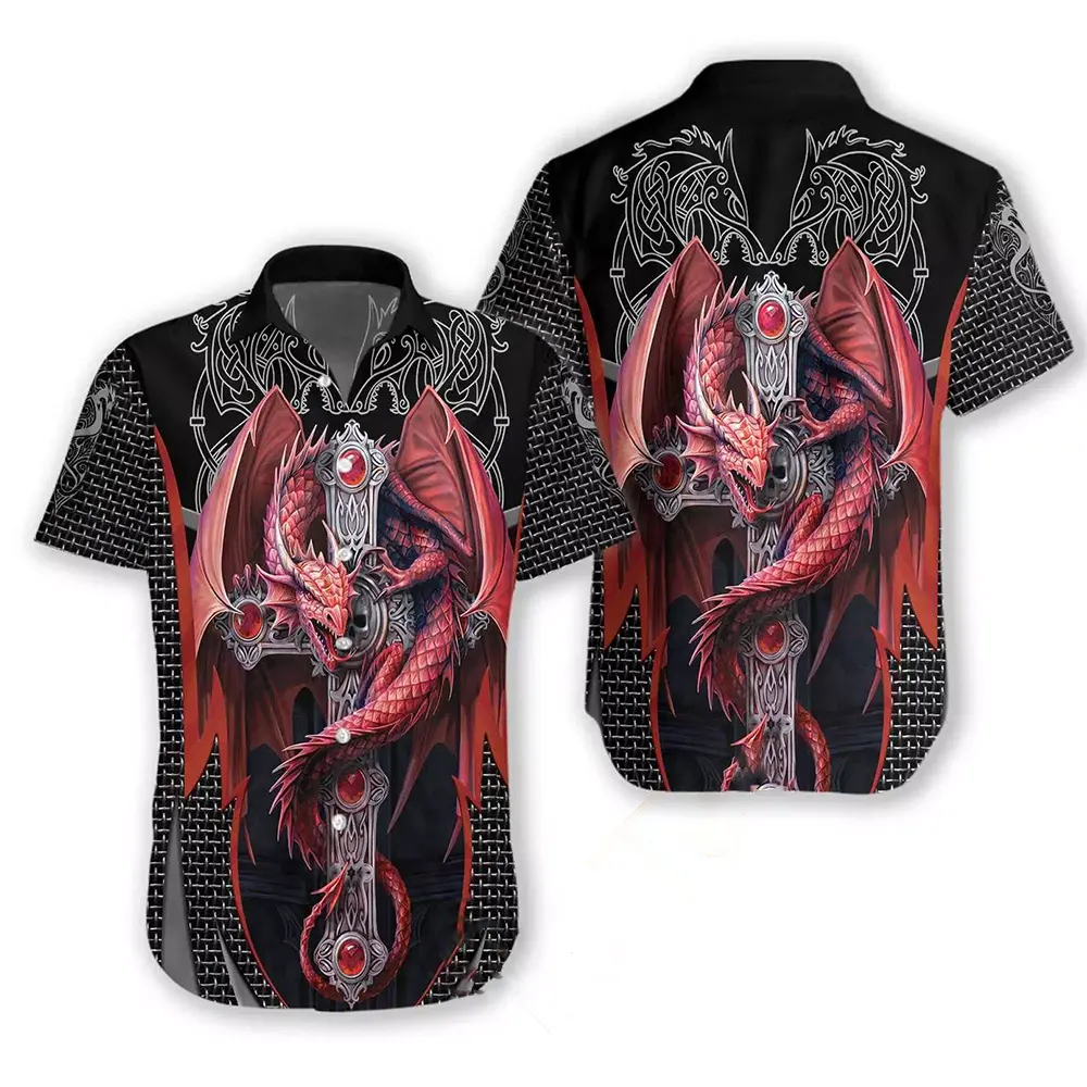 Fire Gothic Dragon Hawaiian shirts