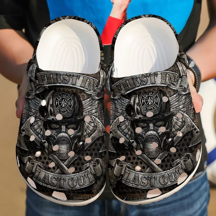 Firefighter Silver Pattern Crocs Clog Shoes