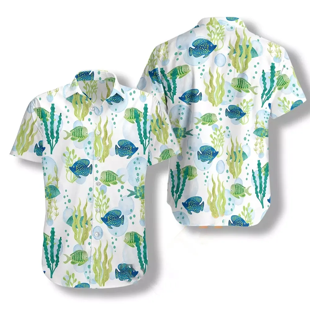 Fish Water Color Pattern Hawaiian shirts