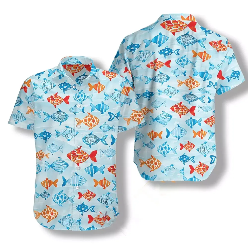 Fish Water Color Pattern Hawaiian shirts