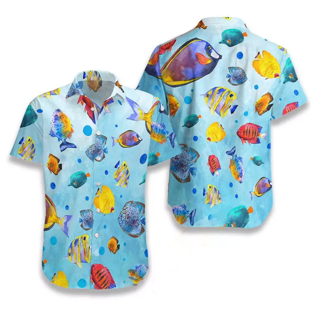 Fish Water Color Pattern Hawaiian shirts