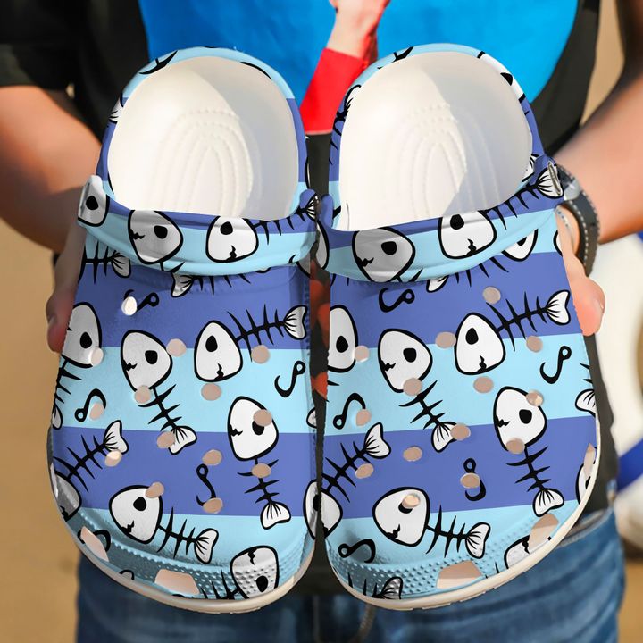 Fishing Fish Skeleton Pattern Crocs Clog Shoes