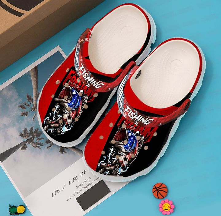 Fishing Hooked On Freedom Crocs Clog Shoes