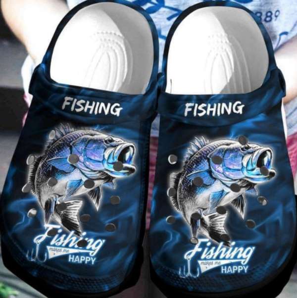 Fishing Makes Me Happy Crocs Clog Shoes