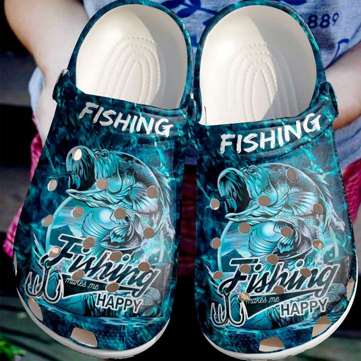 Fishing Makes Me Happy Crocs Clog Shoes