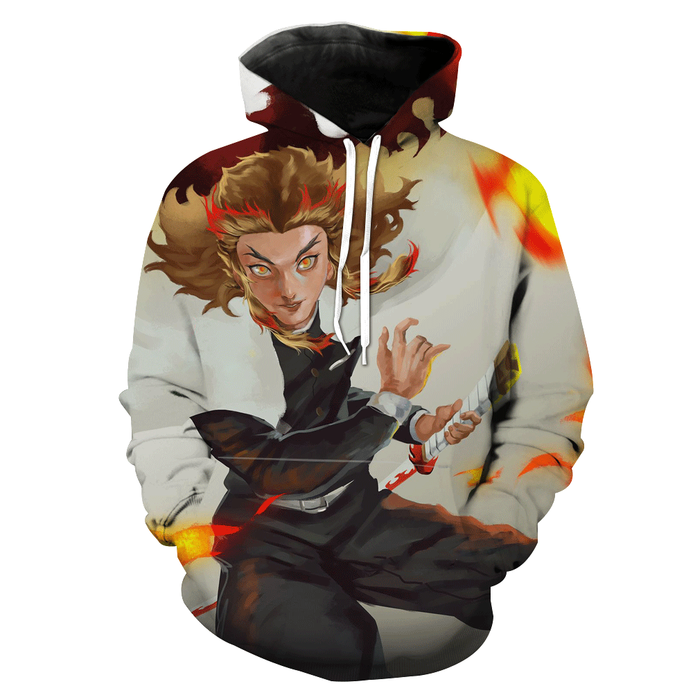Flame Pillar Rengoku Demon Slayers Hoodie 3D