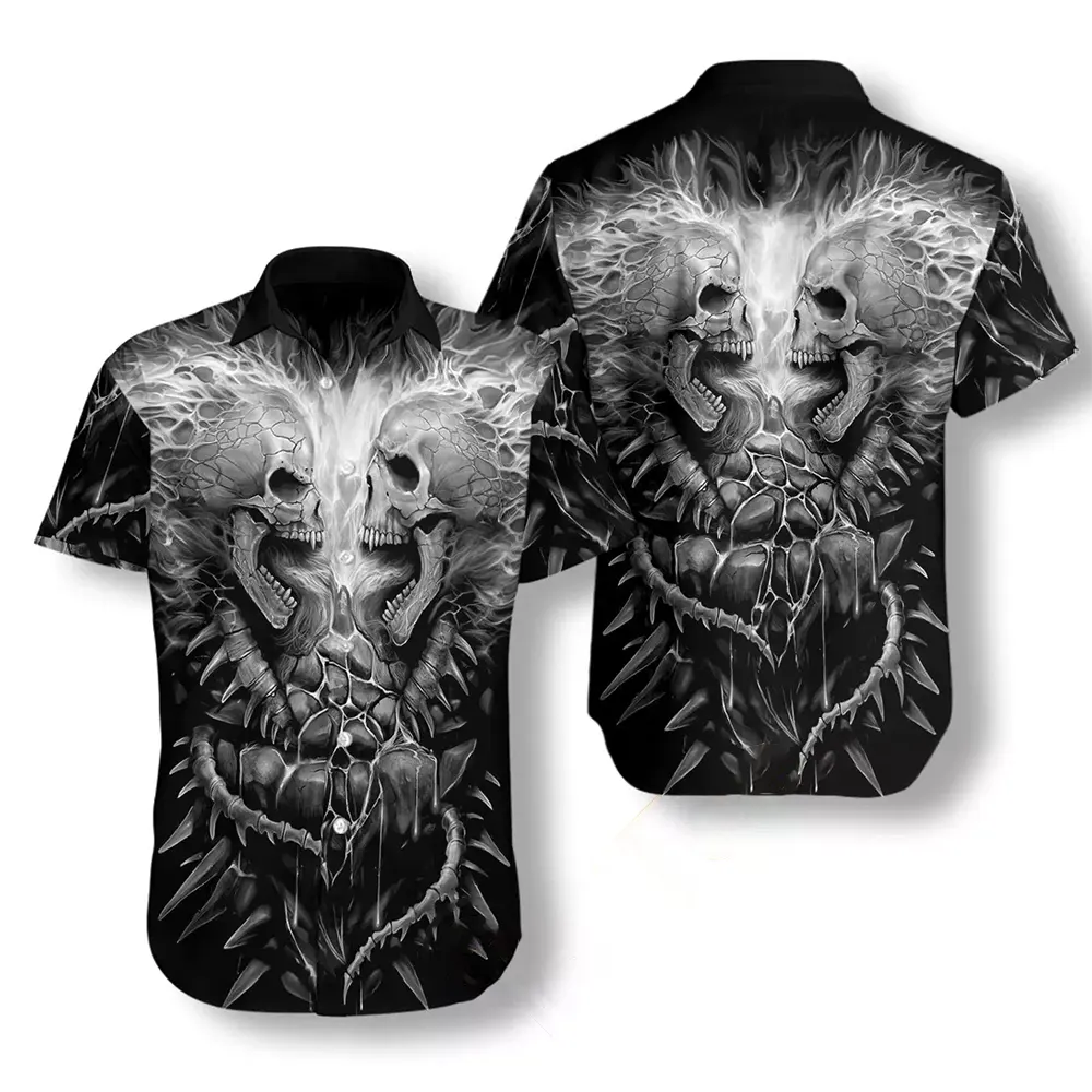Flaming Skull Lava Hawaiian shirts