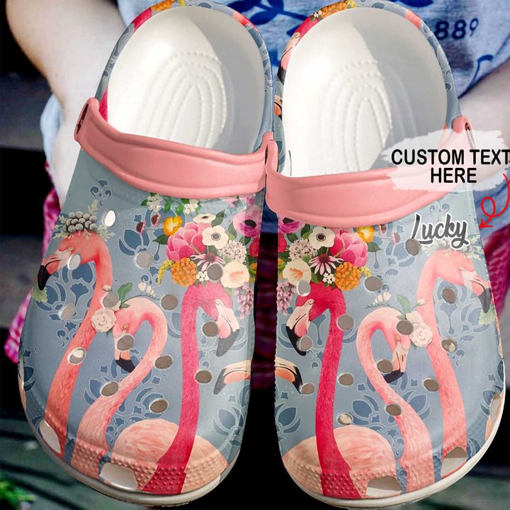 Flamingo Personalized Floral Crocs Clog Shoes