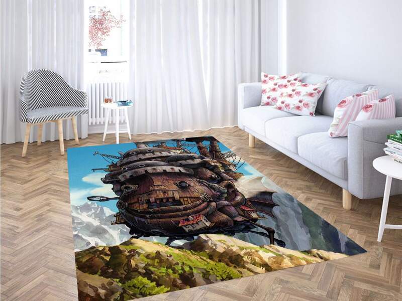 Flying Ship Ghibli Carpet Rug