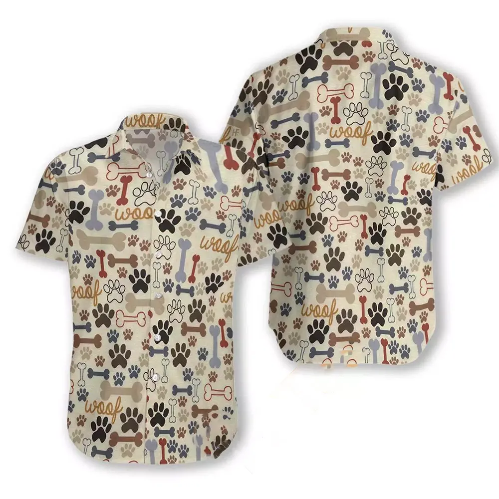 Footprint Dog Bone Seamless Hawaiian shirts