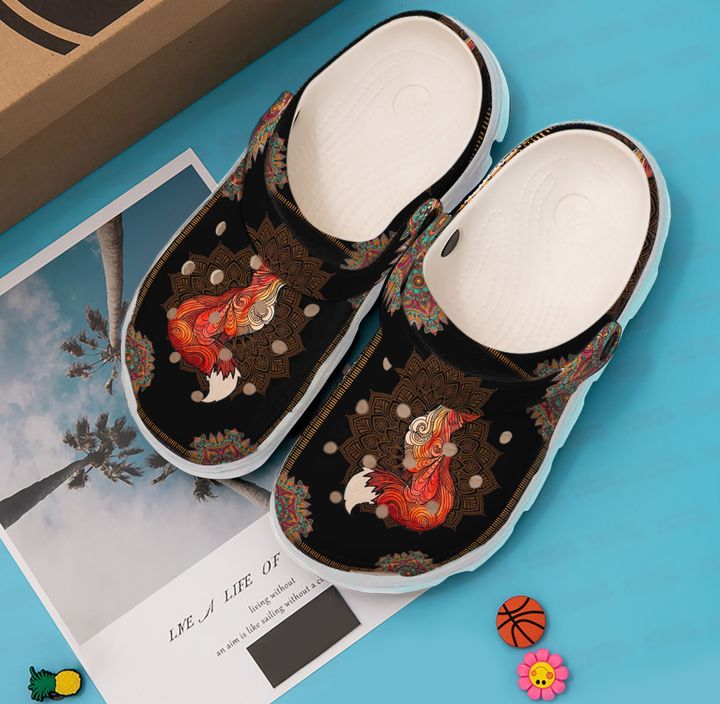 Fox Mandala Crocs Clog Shoes