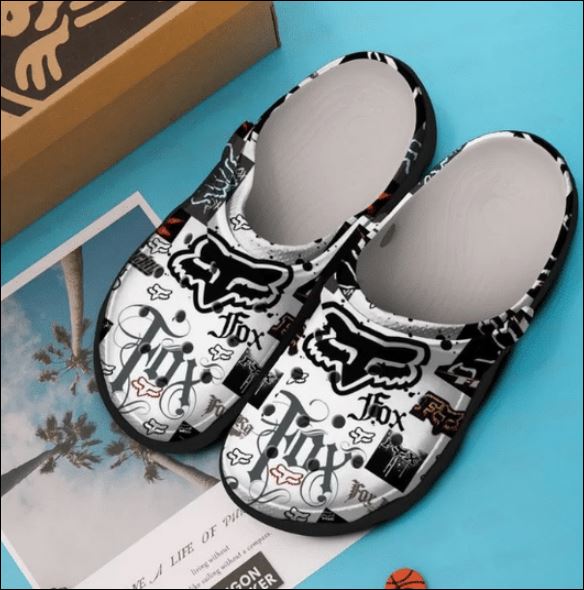 Fox Racing Black And White Crocs Clog Shoes