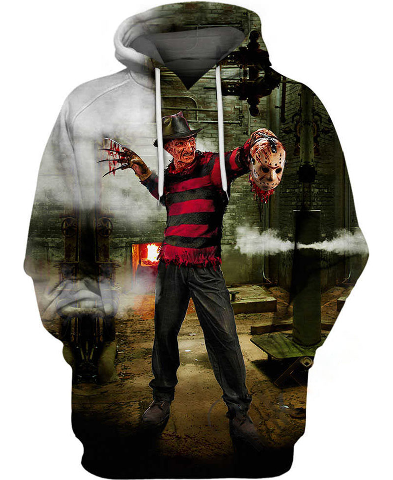 Freddy And Jason?s Head Hoodie 3D