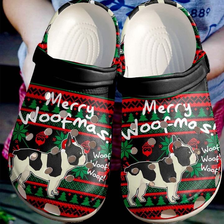 French Bull Dog Merry Woofmas Crocs Clog Shoes