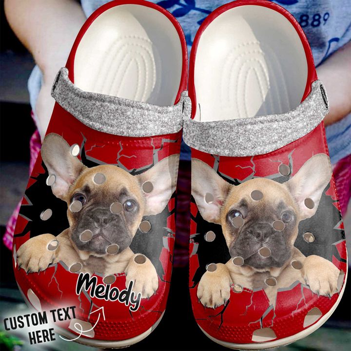 French Bulldog Personalized Crack Wall Frenchie Crocs Clog Shoes
