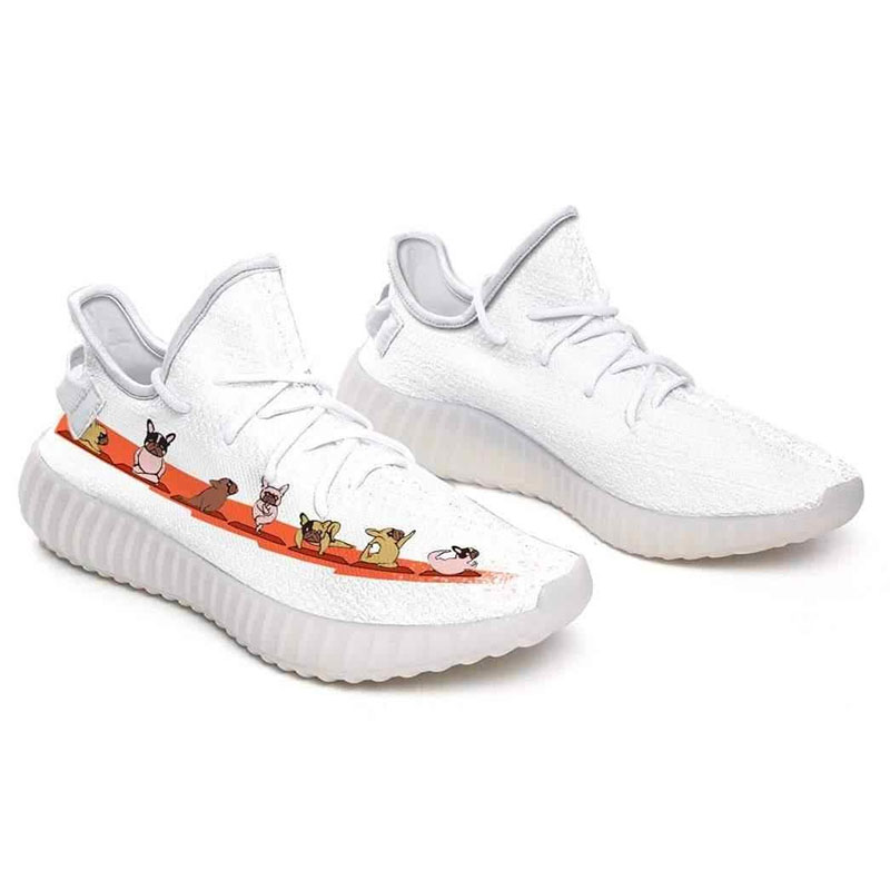 Frenchie Doing Yoga Yeezy Boost