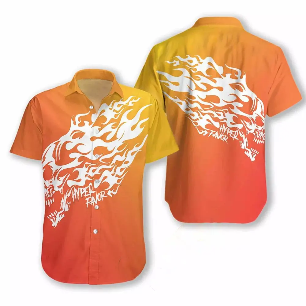 Furious Skull With Sunset Background Hawaiian shirts