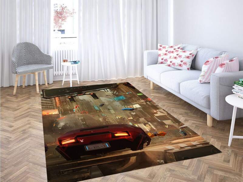 Futuristic City Cyberpunk Carpet Rug