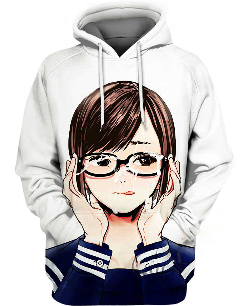Girl Brown Hair Ahegao Hoodie 3D