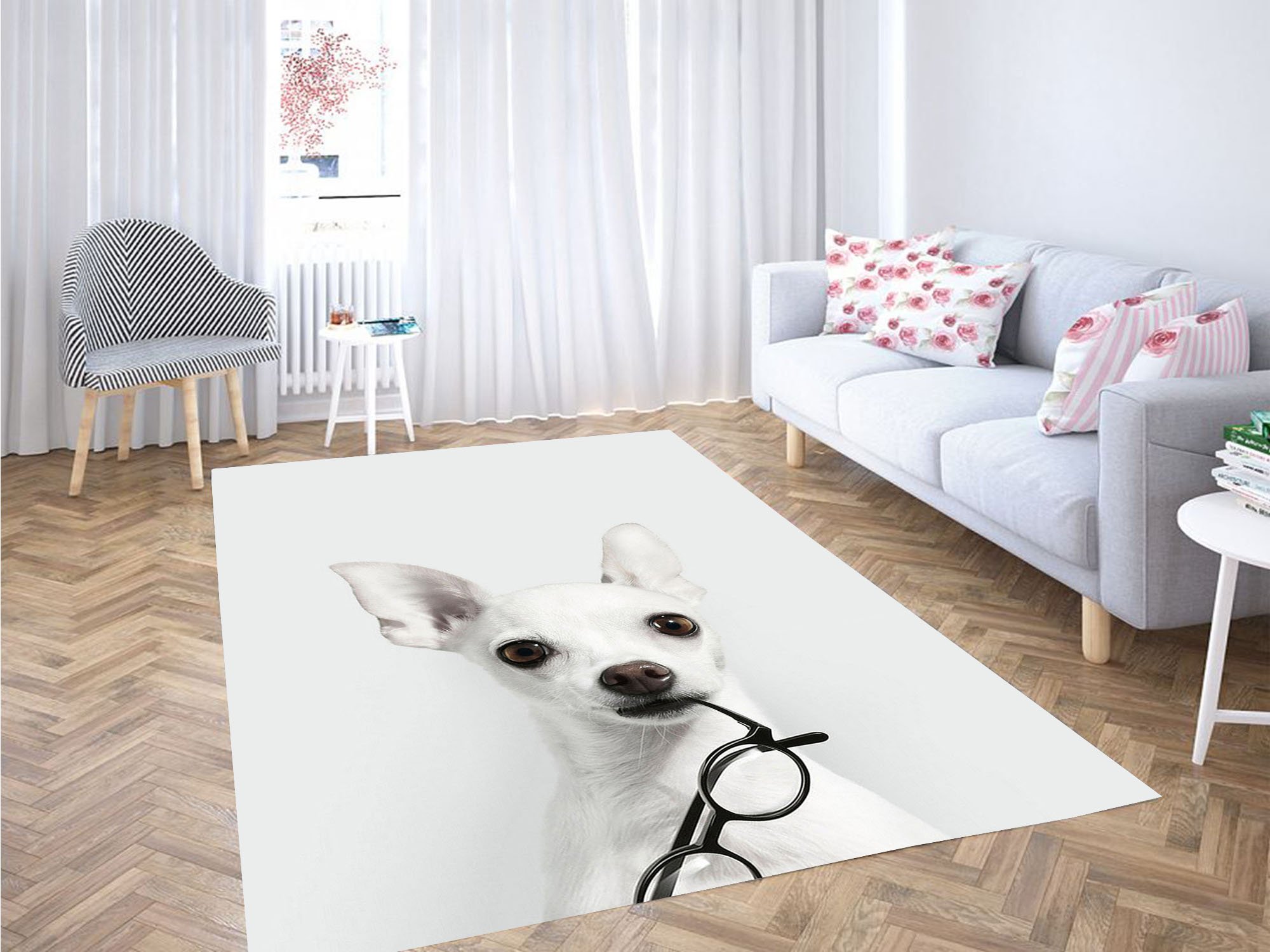 Glasses Dog Carpet Rug