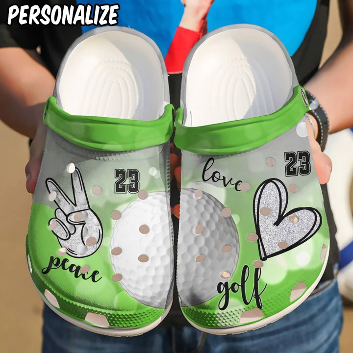 Golf Personalized Peace Love Crocs Clog Shoes