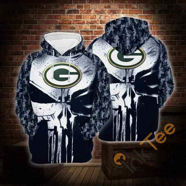 Green Bay Packers Skull Camo Pattern Hoodie 3d