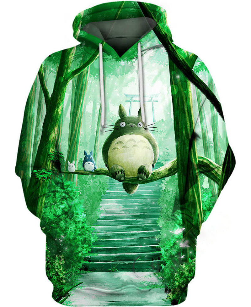 Green Path In Totoro Hoodie 3D