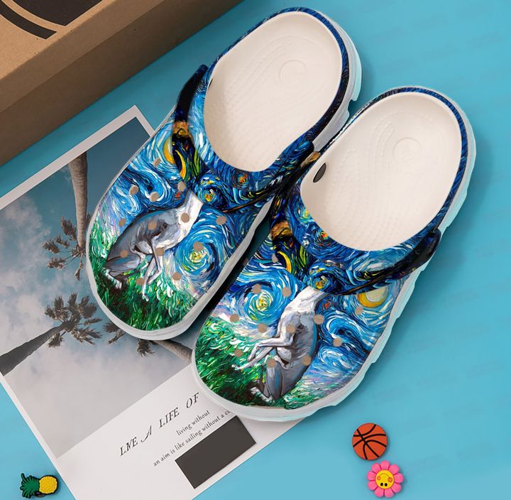 Greyhound Starry Night Crocs Clog Shoes