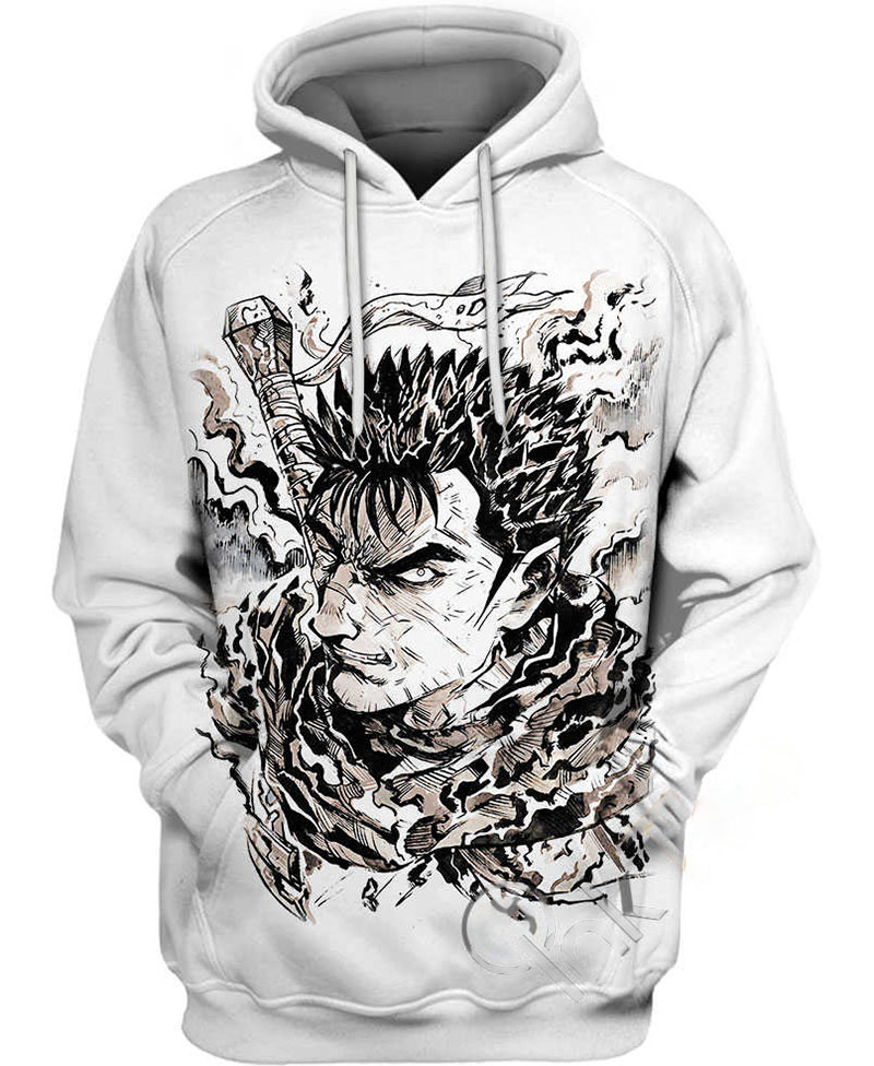 Guts Black And White Hoodie 3D