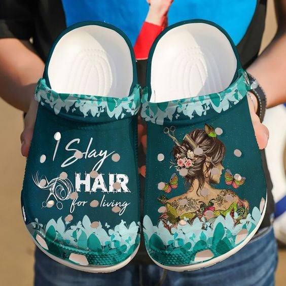 Hairstylist I Slay Hair For Living Crocband Crocs Clog Shoes