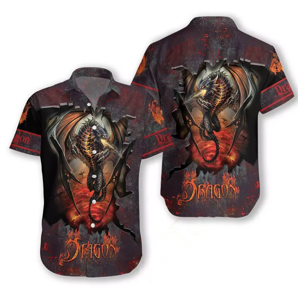 Hell Fire Dragon Hawaiian shirts