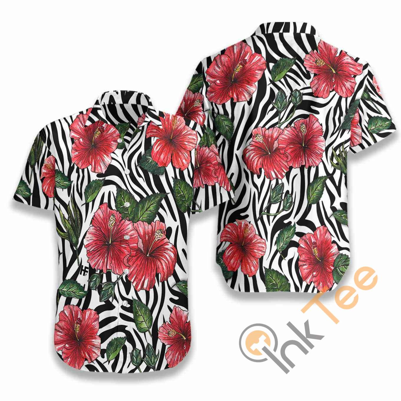 Hibiscus Zebra Watercolor Painting Art Hawaiian shirts