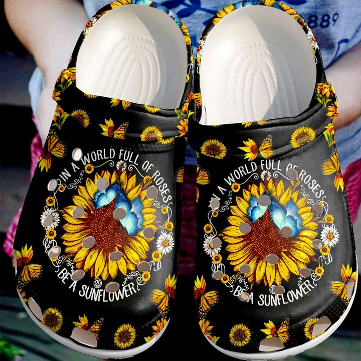 Hippie Be A Sunflower Crocs Clog Shoes