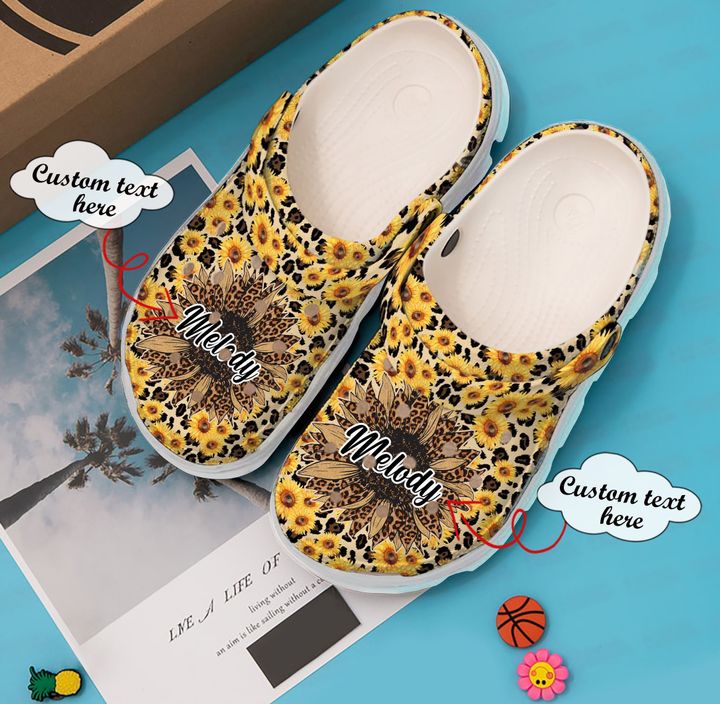 Hippie Cheetah Sunflower Crocs Clog Shoes
