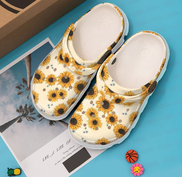 Hippie Sunflower Pattern Crocs Clog Shoes