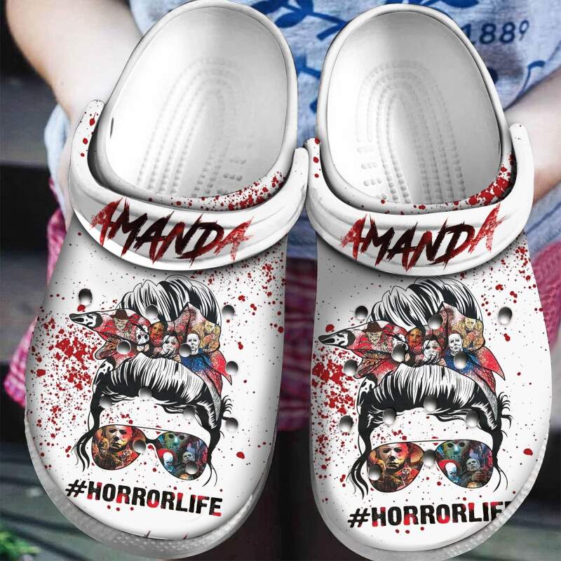 Horror Life Bunch Girl Name Personalised Crocs Clog Shoes