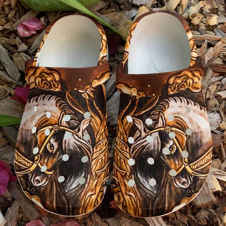 Horse Leather Rose Crocs Clog Shoes