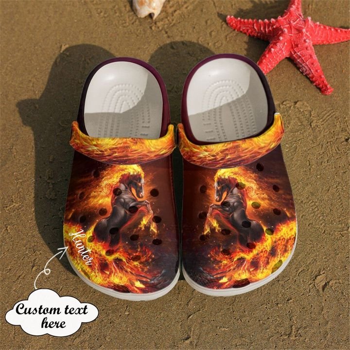 Horse Personalized Fire Crocs Clog Shoes