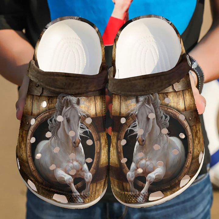 Horse White Crocs Clog Shoes