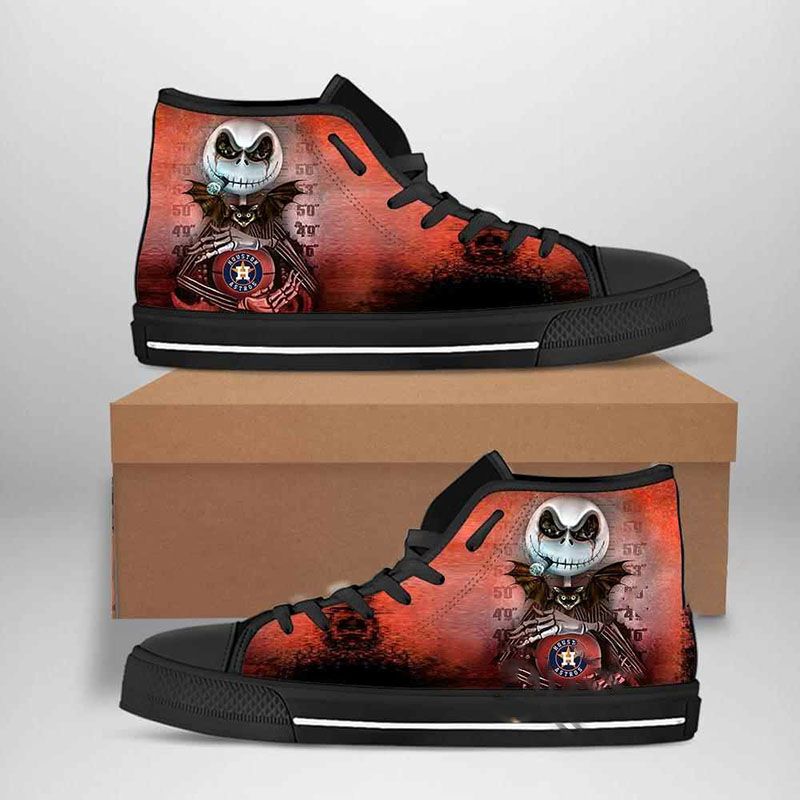 Houston Astros Mlb Baseball Jack Skellington High Top Shoes