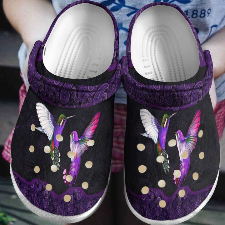 Hummingbird Purple Mandala Crocs Clog Shoes