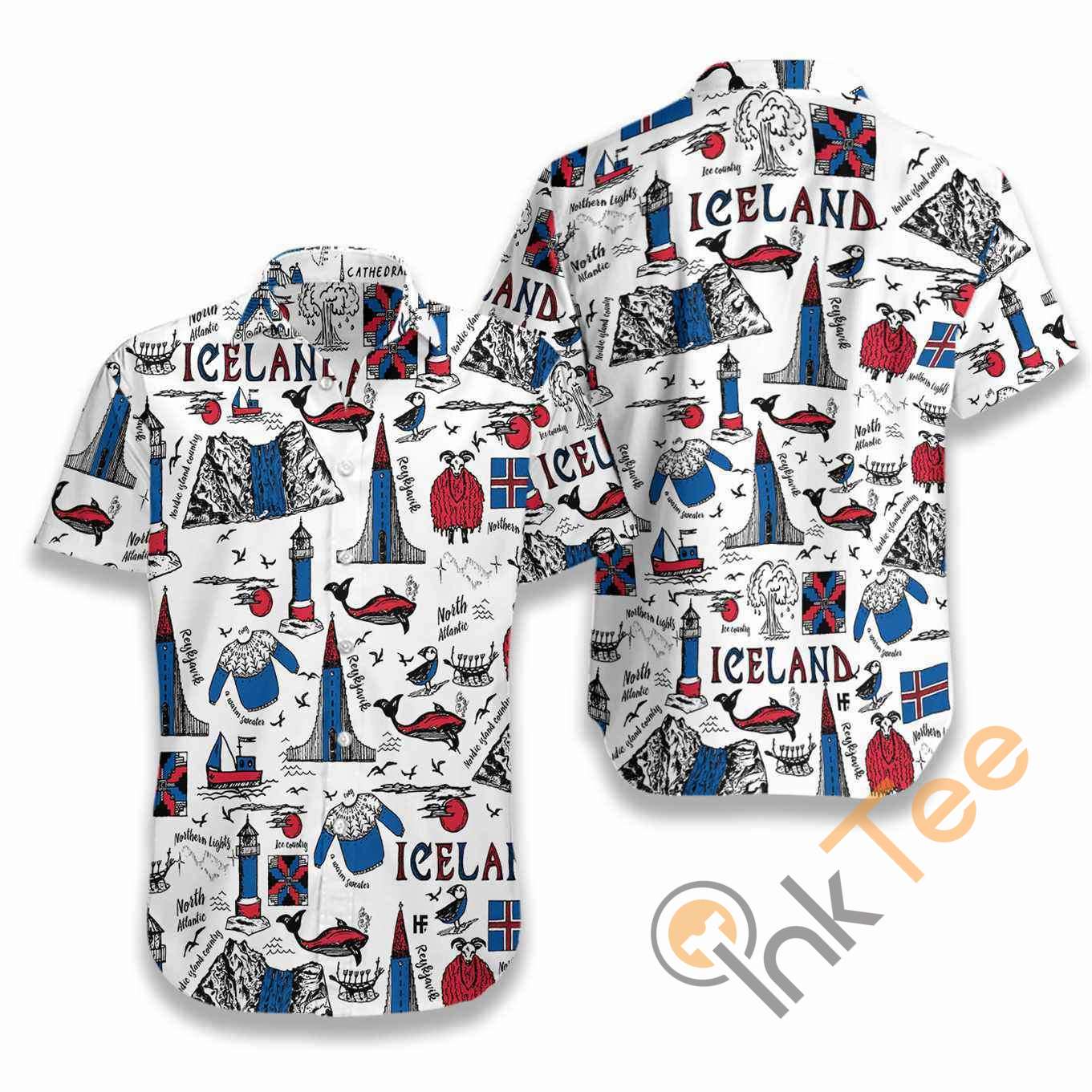 I Love Iceland Doodle Hawaiian shirts