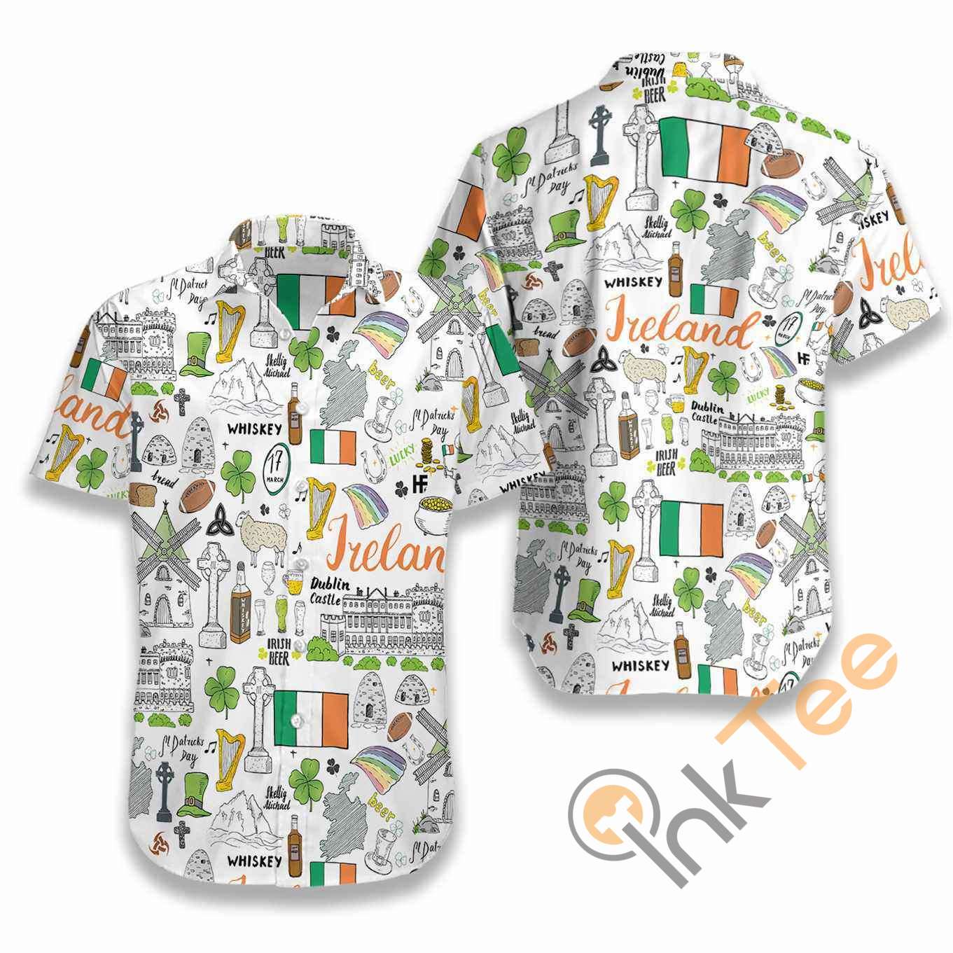 I Love Ireland Doodle Hawaiian shirts
