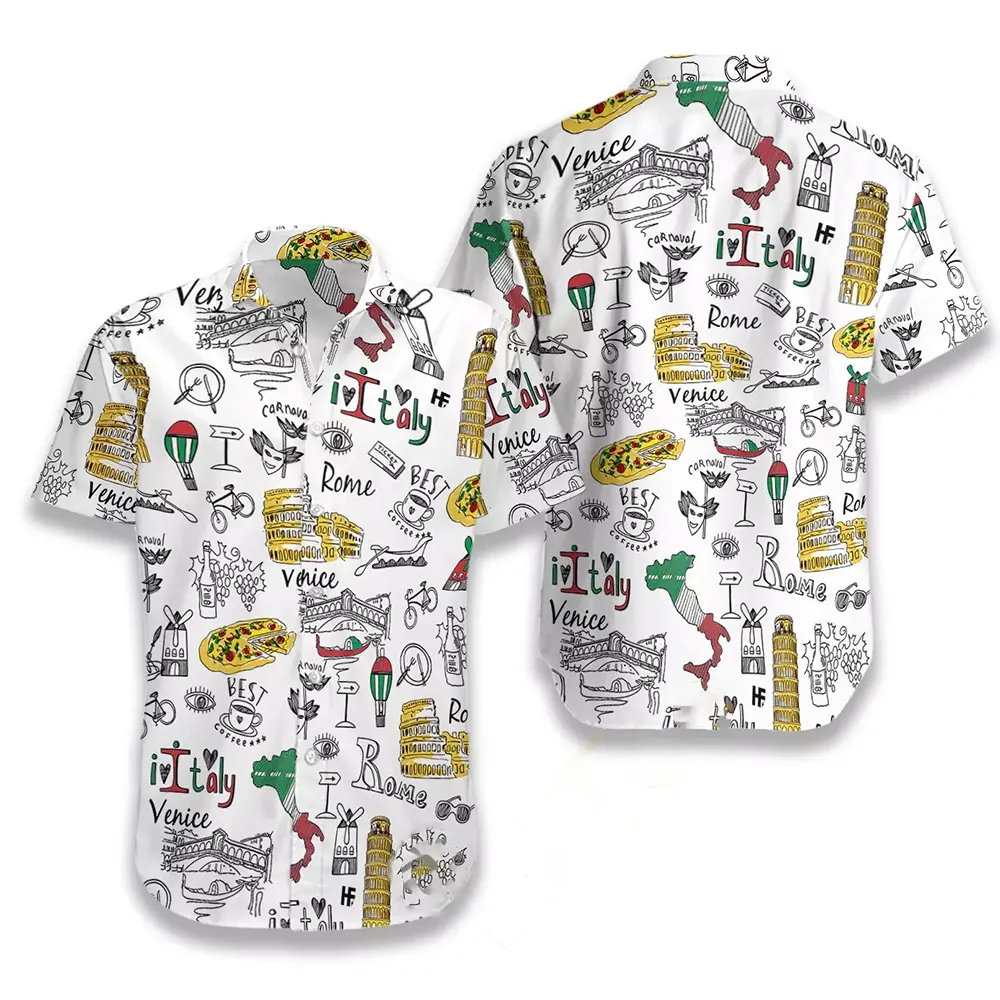 I Love Italy Doodle Hawaiian shirts