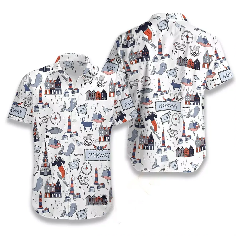 I Love Norway Doodle Hawaiian shirts