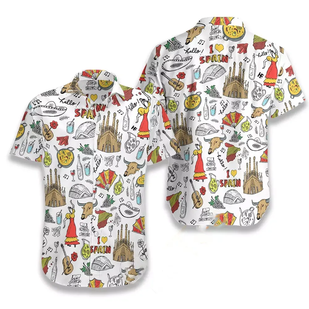I Love Spain Doodle Hawaiian shirts