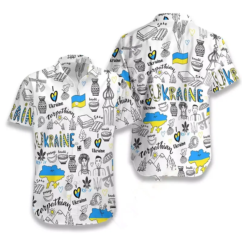 I Love Ukraine Doodle Hawaiian shirts